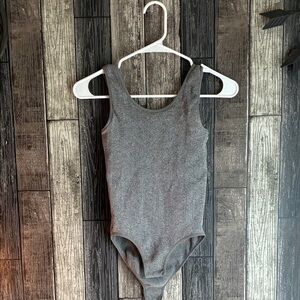 Gray Ribbed Women's Bodysuit